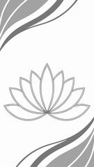Poster - Elegant lotus flower design with geometric elements in grayscale transparency