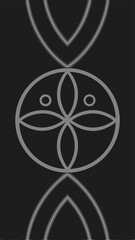 Poster - Elegant minimalist abstract digital composition featuring black shapes and geometric design elements