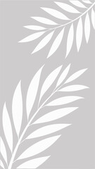 Poster - Elegant white palm leaf silhouettes on a modern minimalist gray background