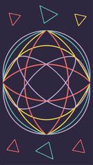 Poster - Abstract 3d particle shapes forming a polygon storm with a color palette