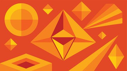 Poster - Geometric shapes illustration featuring orange and yellow colors suitable for designs