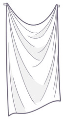 Poster - Illustrated white curtain hanging with minimalist style and visible transparency for design