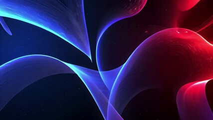 Poster - Dynamic blue and red waves with shimmering particles create a modern abstract background, blue red lights and particles modern able background