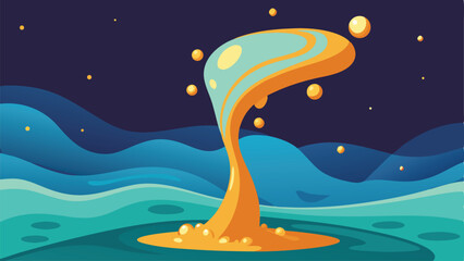 Poster - Abstract artistic illustration of flowing organic forms with stylized landscape background