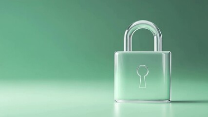 Poster - Transparent Padlock on Green: A crystal-clear padlock rests on a subtle green background, symbolizing security, privacy, and data protection.  The image evokes a sense of trust and safety.