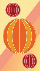 Poster - Stylized abstract geometric illustration featuring gradient circles in vibrant orange and red colors