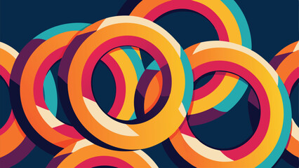 Poster - Abstract colorful overlapping circles design with a retro 70s aesthetic
