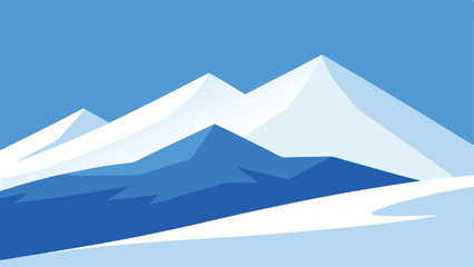 Poster - Stylized vector illustration of snowcapped mountains in a minimalist landscape design