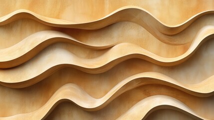 Poster - Abstract wavy wooden texture with smooth curves and a warm color palette. The design creates a sense of depth and movement.