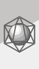 Poster - Abstract geometric design featuring an orb contained within a transparent structure on white