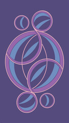 Poster - Abstract geometric design with repeating circular shapes and intertwined lines in purple tones