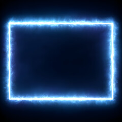 Poster - A glowing rectangular frame with blue light energy on a black background creating a vibrant border effect