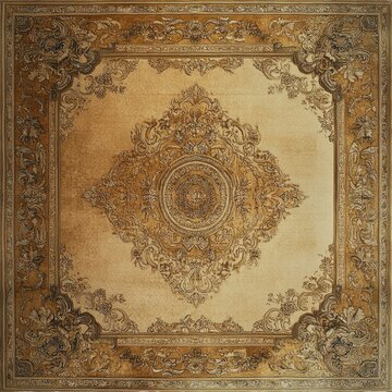 A large, antique gold frame with intricate carvings and rich textures. It is empty inside, with a white background for easy compositing of your own images or text