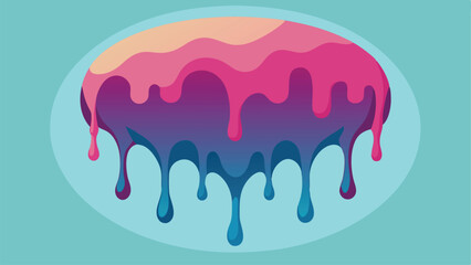 Poster - Abstract gradient paint drips in a circular shape on a teal background