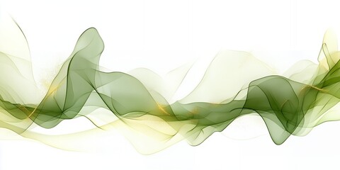 Poster - Elegant Green and Gold Abstract Waves Flowing Design Background