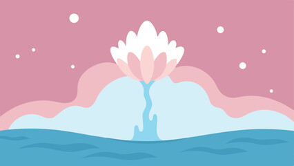 Poster - Abstract illustration of a lotus flower above calm waters with gradient background