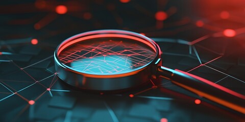 Poster - Magnifying Glass on Network Data Analyzing Digital Connections Modern Technology