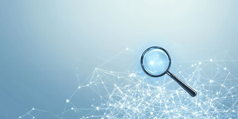 Poster - Magnifying Glass Exploring Complex Network Data Visualization Abstract Technology Concept