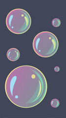 Poster - Abstract illustration of floating soap bubbles in various sizes and iridescent colors