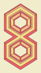Poster - Abstract isometric honeycomb shape with gradients in warm tones design element