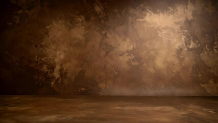 Poster - Abstract chocolate brown plaster texture background with mottled patterns and light reflections creating a grunge artistic backdrop.