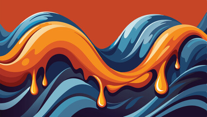 Poster - Abstract vector illustration of flowing liquid with drips and a layered design