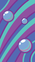 Poster - Colorful abstract illustration featuring bubbles and striped background design elements