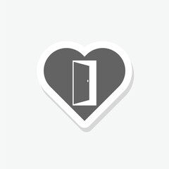 Aufkleber - Heart with door, open heart symbol icon sticker isolated on gray background