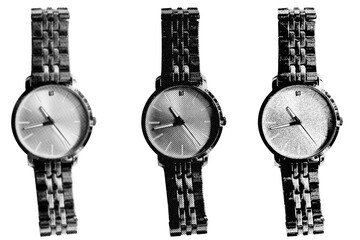 Aufkleber -  Wristwatch halftone style illustration with a transparent background. Retro, graphic print aesthetic. Ideal for poster and collage design element.