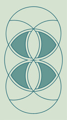 Poster - Geometric abstract illustration featuring circles and triangle shapes in teal and green tones