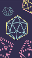 Poster - Geometric icosahedron pattern with modern pastel colors and transparent background