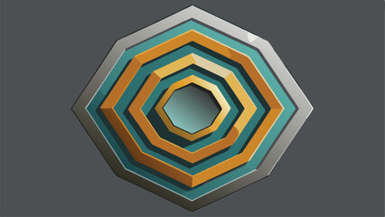 Poster - Geometric octagon design with layered 3d effect in teal and yellow color scheme
