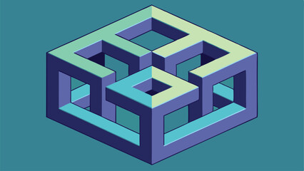 Poster - Isometric cube illusion geometric design abstract optical art with color palette