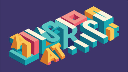 Poster - Isometric design with 3d text in vibrant colors suitable for creative projects