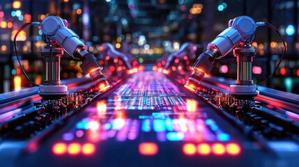 Poster - Advanced Robotics Performing Automated Tasks in a Modern Factory Scene