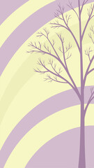 Poster - Minimalist tree silhouette with pastel arcs design suitable for various creative projects