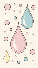 Poster - Pastel colored drops and circles decorative composition on transparent background