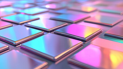 Poster - Colorful Reflective Tiles Displaying Iridescent Light Patterns
