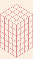 Poster - Pink isometric cube grid illustration with transparency suitable for diverse design projects