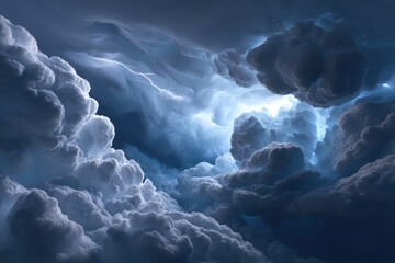 dramatic lightning storm cloudscape isolated on white background