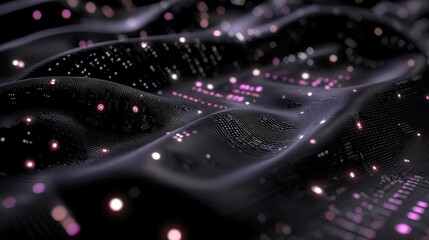 Poster - Abstract Wave of Digital Particles Flowing in Dark Space Illumination