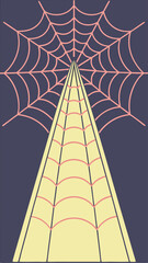 Poster - Stylized illustration of a spiderweb and illuminated beam on a transparent background