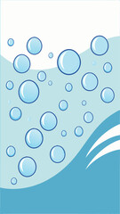 Poster - Transparent bubbles floating in liquid with a blue background for design projects
