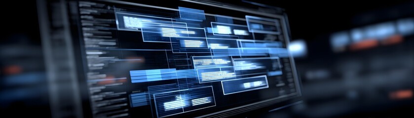Poster - A futuristic AI assistant screen showcases detailed bankruptcy options and strategic financial planning solutions, set against a minimalist background that provides generous copy space for text or