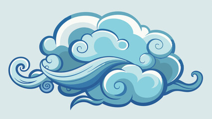 Poster - Vector illustration of stylized clouds in shades of blue on a transparent background