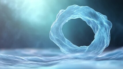 Poster - Mysterious Ice Ring: An ethereal ice ring floats above an abstract, icy landscape. The image evokes a sense of wonder, mystery and surreal beauty.