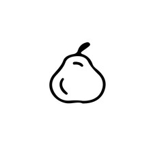 Poster - A simple black and white line drawing of a pear isolated on a white background in a minimalist style