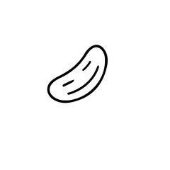 Poster - A simple line drawing of a curved bean shape on a white background with two small lines inside it