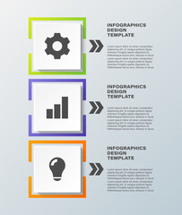 Aufkleber - Minimalistic infographic design with three steps. Vertical infographic layout with business icons
