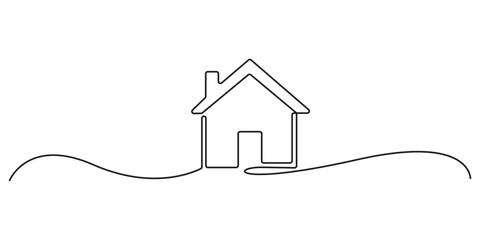Poster - Continuous one line drawing of home icon. Modern house illustration. Single line art home illustration. Vector illustration for the web design continuous thin line home graphic illustration